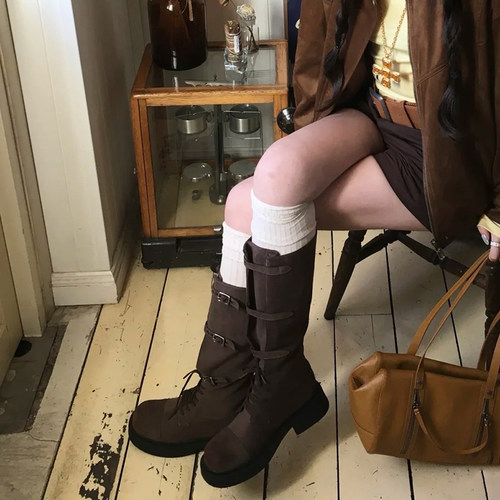 废土风高筒西部牛仔靴2025新款