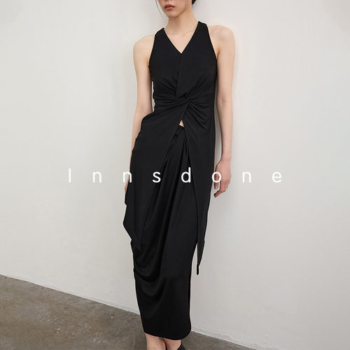 Innsdone解构错位扭结V领上衣女夏2026新款柔美细腻透气抗紫外线