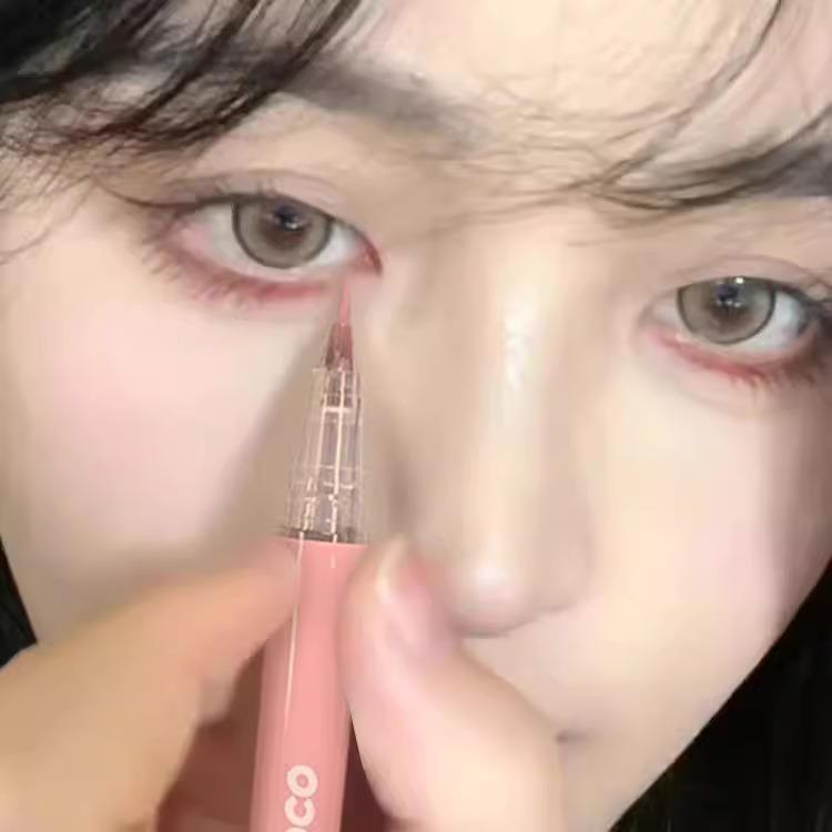 好嗲好甜ins卧蚕眼线液笔极细防水不晕染彩色棕色软毛速干眼线笔