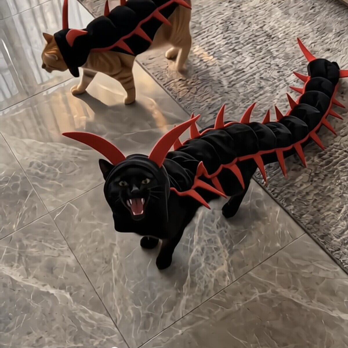 真蜈蚣宠物头趣味毛绒变装帽万圣节猫咪搞怪整蛊cosplay装扮帽