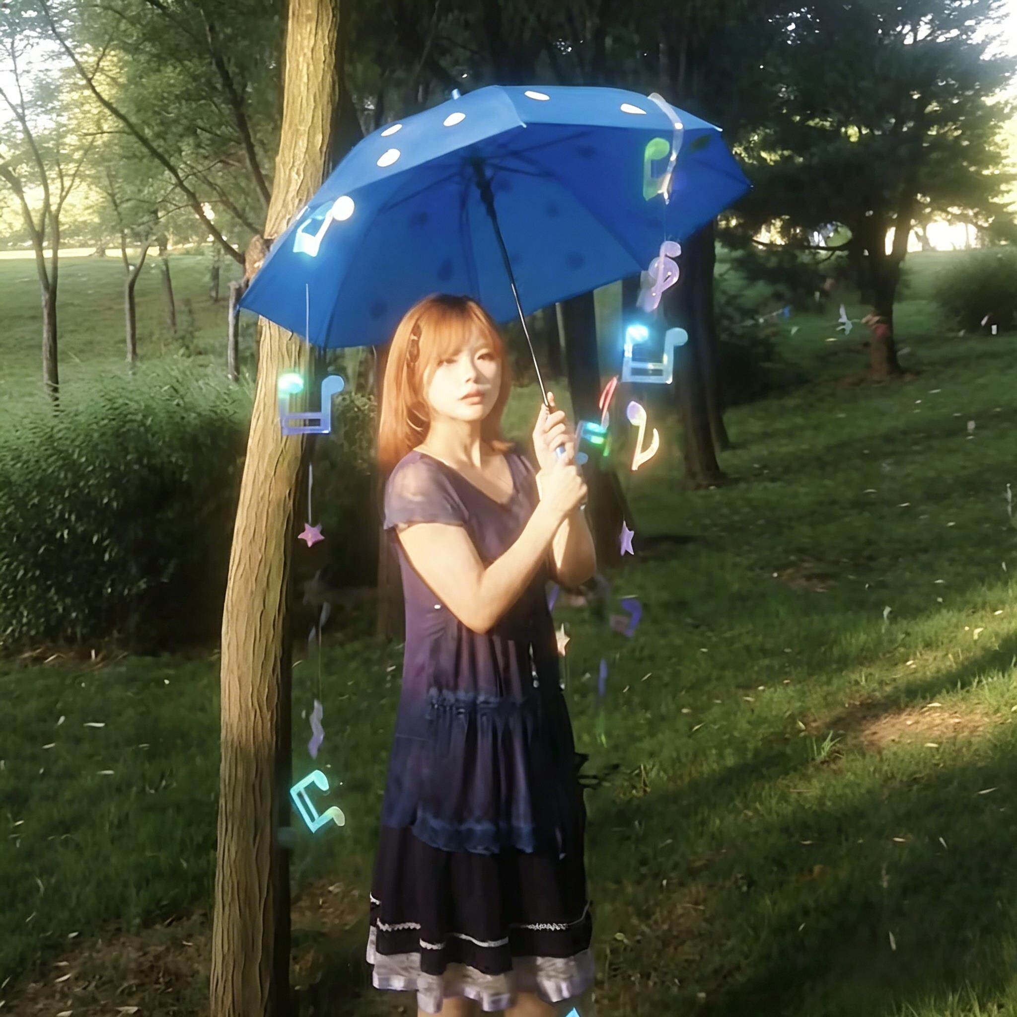 出片神器镭射音符装饰雨伞创意手