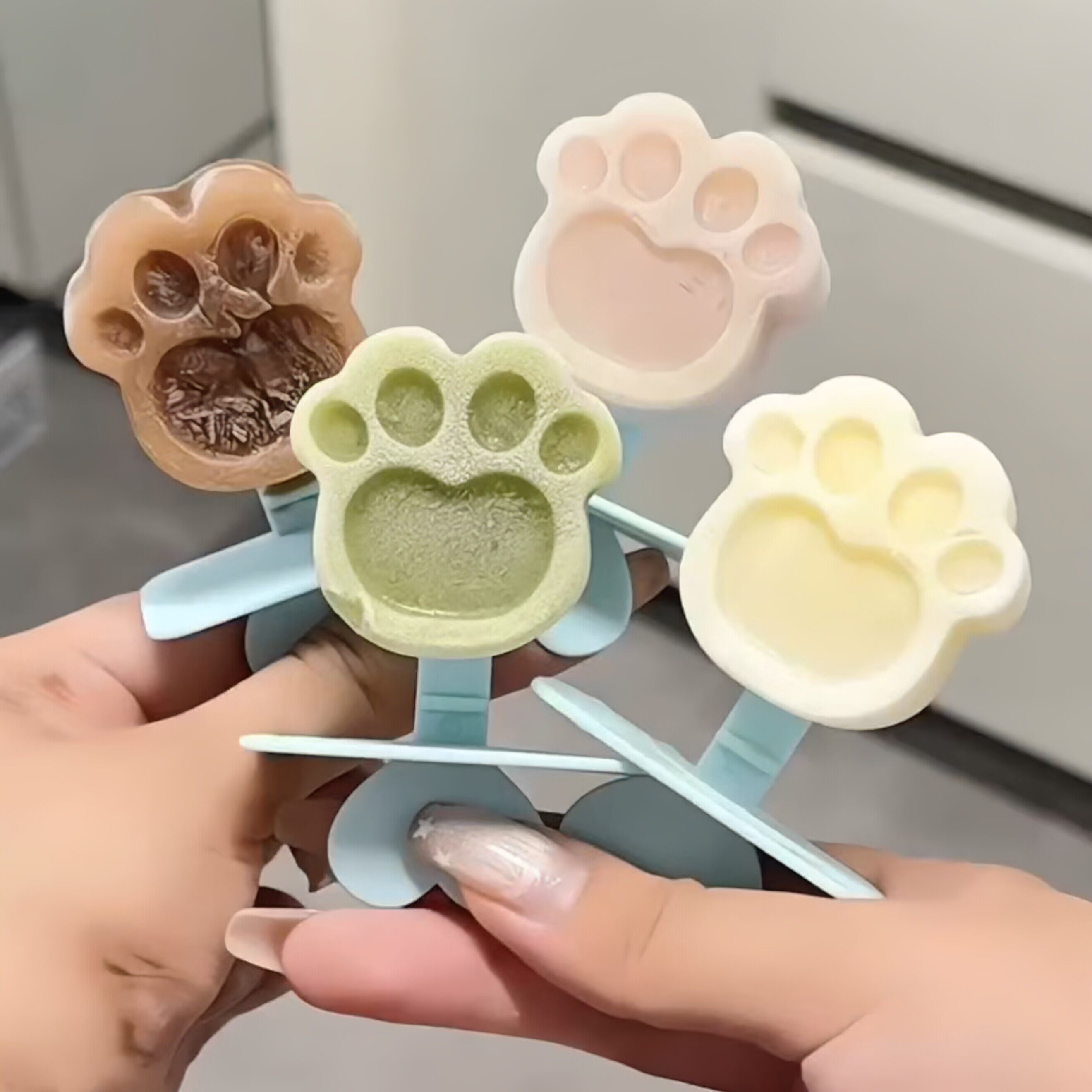 儿童可爱猫爪硅胶冰棒模具冰格