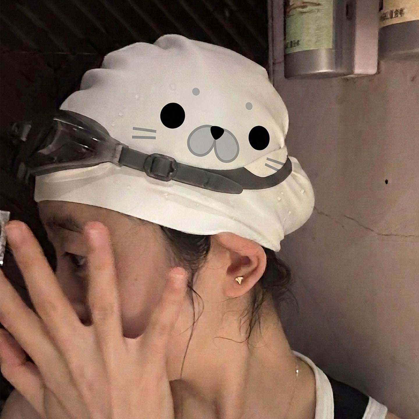 防滑装备可爱泳帽女款长发加大矽