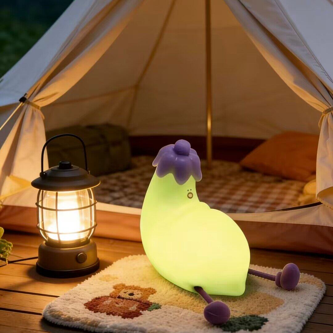 小灯电池款搞笑茄子小夜灯卧室