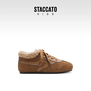 思加图童鞋2025秋冬新款女童加绒保暖运动鞋大童休闲鞋儿童平底鞋