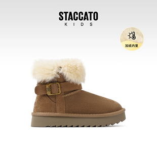 思加图童鞋冬季加绒加厚雪地靴儿童棉靴羊毛内里保暖棉鞋女童棉鞋