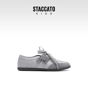 思加图童鞋秋季新款运动皮鞋女童公主鞋儿童休闲鞋女生黑色礼服鞋