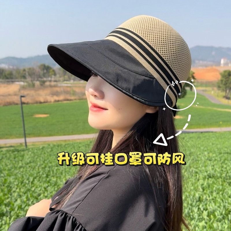 户外帽子遮阳太阳帽女2025新款防晒防紫外线夏天骑车吹不翻渔夫帽