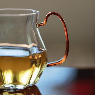 通用型家用汝 器璃公道带手柄杯透明茶配海分茶夫茶功具件用家玻