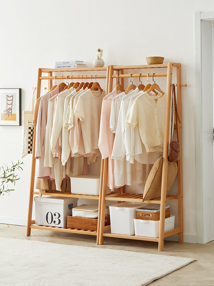 实木衣架落地卧室挂衣架家用榉木衣帽架晾衣架房间简易放衣服架子