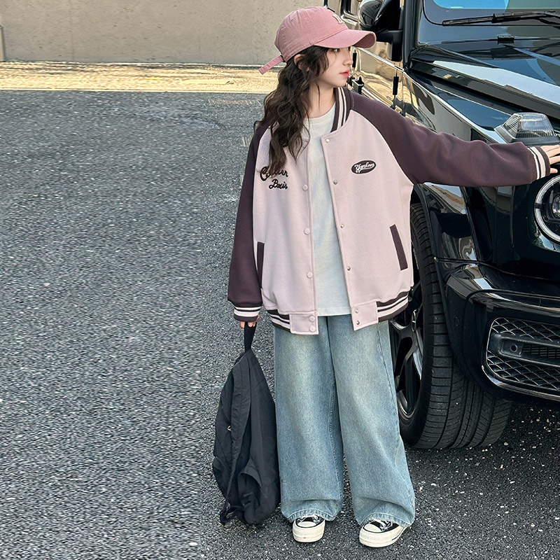 儿童休闲外套女童经典春秋季外出服上衣服饰棒球衣高级感潮流外衣