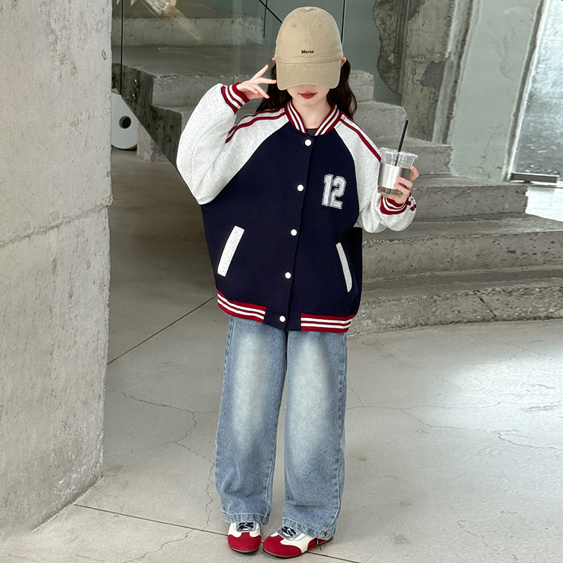 儿童棒球服外套女休闲潮装潮酷女生2025酷风精致服装小众夹克酷炫