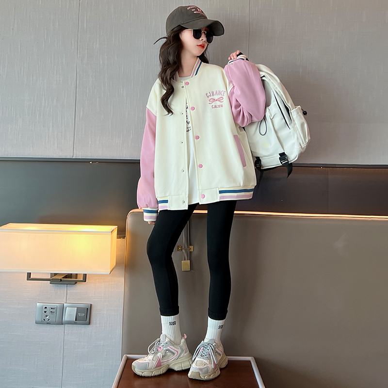 女童春秋款外套中大童舒服韩系上衣早秋小众简约夹克宽松长袖穿搭