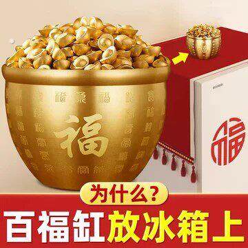 冰箱上的百福缸聚宝盆全黄铜制米缸聚财存钱罐白福缸刚家居顶摆件