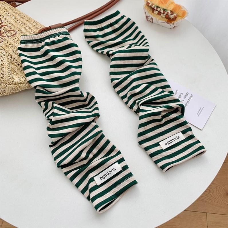 防晒条纹袖套透气宽松长款手套开车骑行防紫外线护袖冰袖套袖