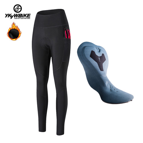 YKYWBIKE秋冬抓绒女款骑行裤公路自行车双箭头10℃-20℃储物长裤