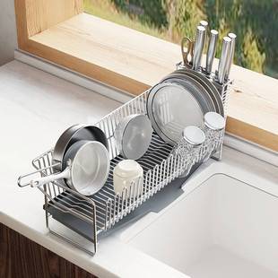 台面置物架 304不锈钢沥水架厨房碗架水槽边碗碟餐具收纳架免安装