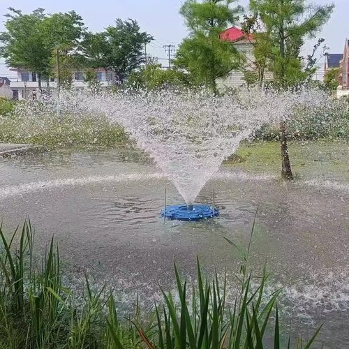 太阳能喷泉曝气机市电彩灯提水增氧泵河道治理推流微孔微纳米