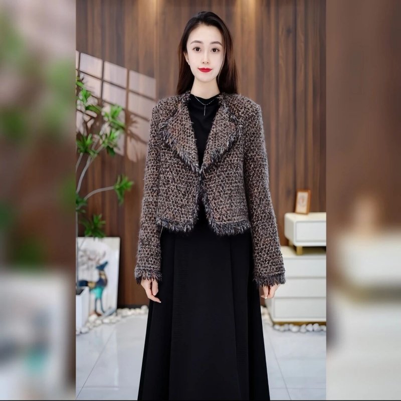 高级感咖色流苏小香风外套女2025秋冬新款显瘦时尚洋气百搭上衣潮,女装/女士精品,短外套,淘宝优惠券,粉丝福利购,淘宝优惠卷