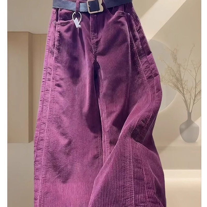 紫色欧货阔腿裤女秋冬新款大码梨形身材小个子宽松显瘦直筒休闲裤,女装/女士精品,休闲裤,淘宝优惠券,粉丝福利购,淘宝优惠卷