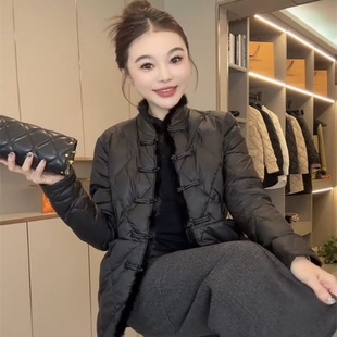 2025秋冬网红新款新中式中长款棉服女国风重工盘扣毛毛边显瘦外套