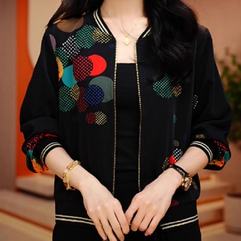 新款印花气质上衣外套秋季显瘦女装舒适双面穿长袖开衫