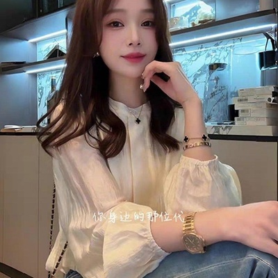 2025新款爆款香槟晚宴衬衫女洋气春季优雅风外穿长袖衬衣时尚别致