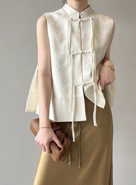 中式国风盘扣春夏秋2025提花新款女装马甲短款坎肩上衣背心复古