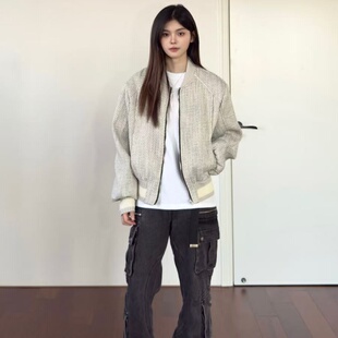 男女情侣外套 cleanfit棒球服复古新款 美式 小香风夹克短款