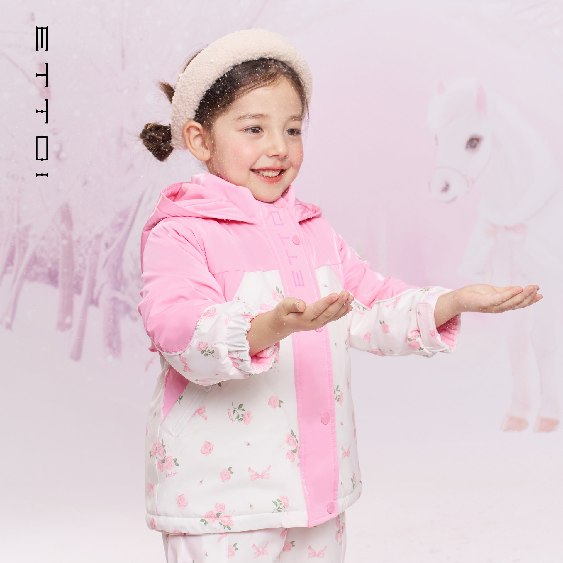 朗姿童装/ETTOI爱多娃儿童可拆卸羽绒服女童厚外套2025年冬季新款