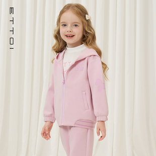 裤 休闲运动卫衣外套 ETTOI爱多娃女童套装 子2025秋新款 莫代尔