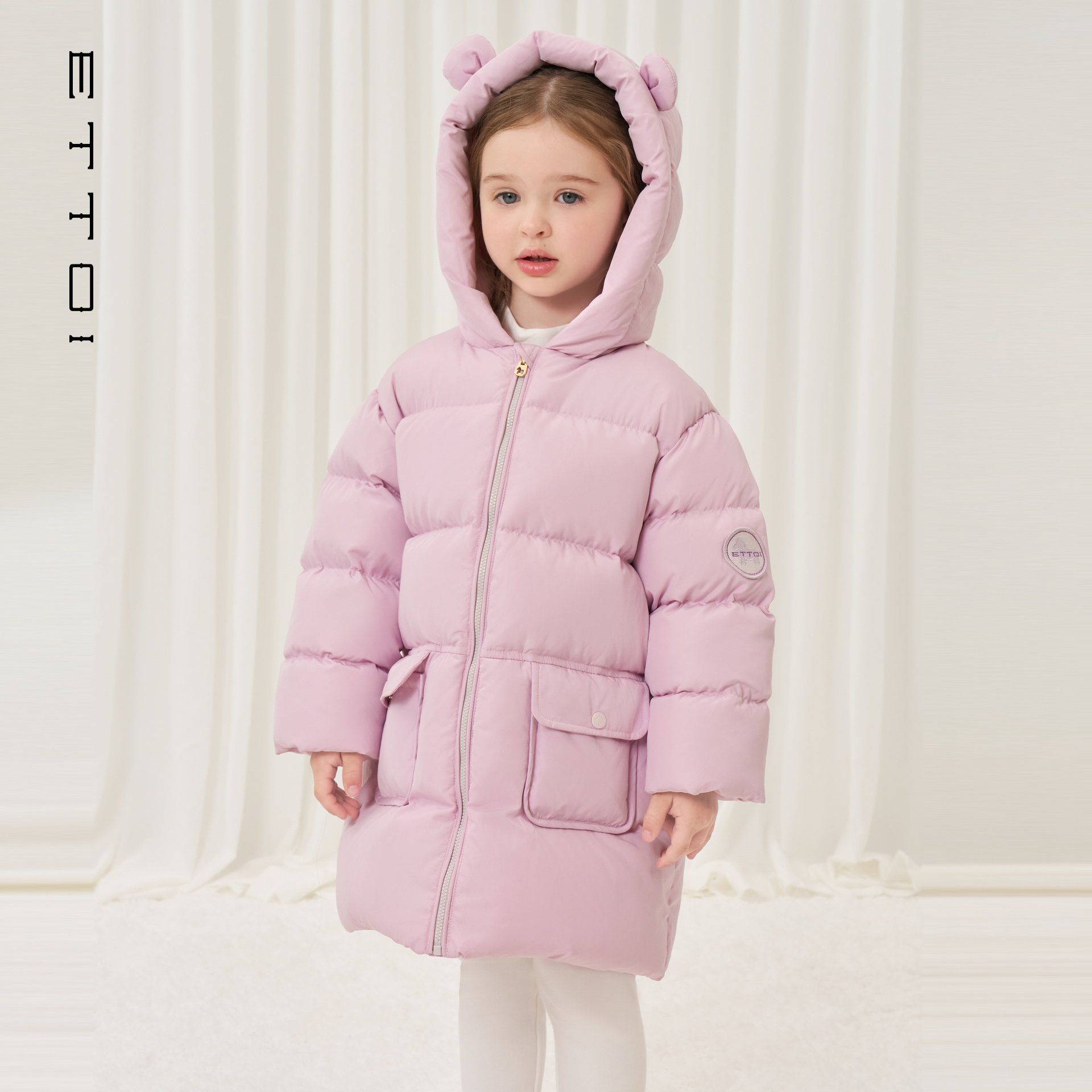 【朗姿集团】ETTOI爱多娃2025冬季新款可爱中长款洋气连帽羽绒服