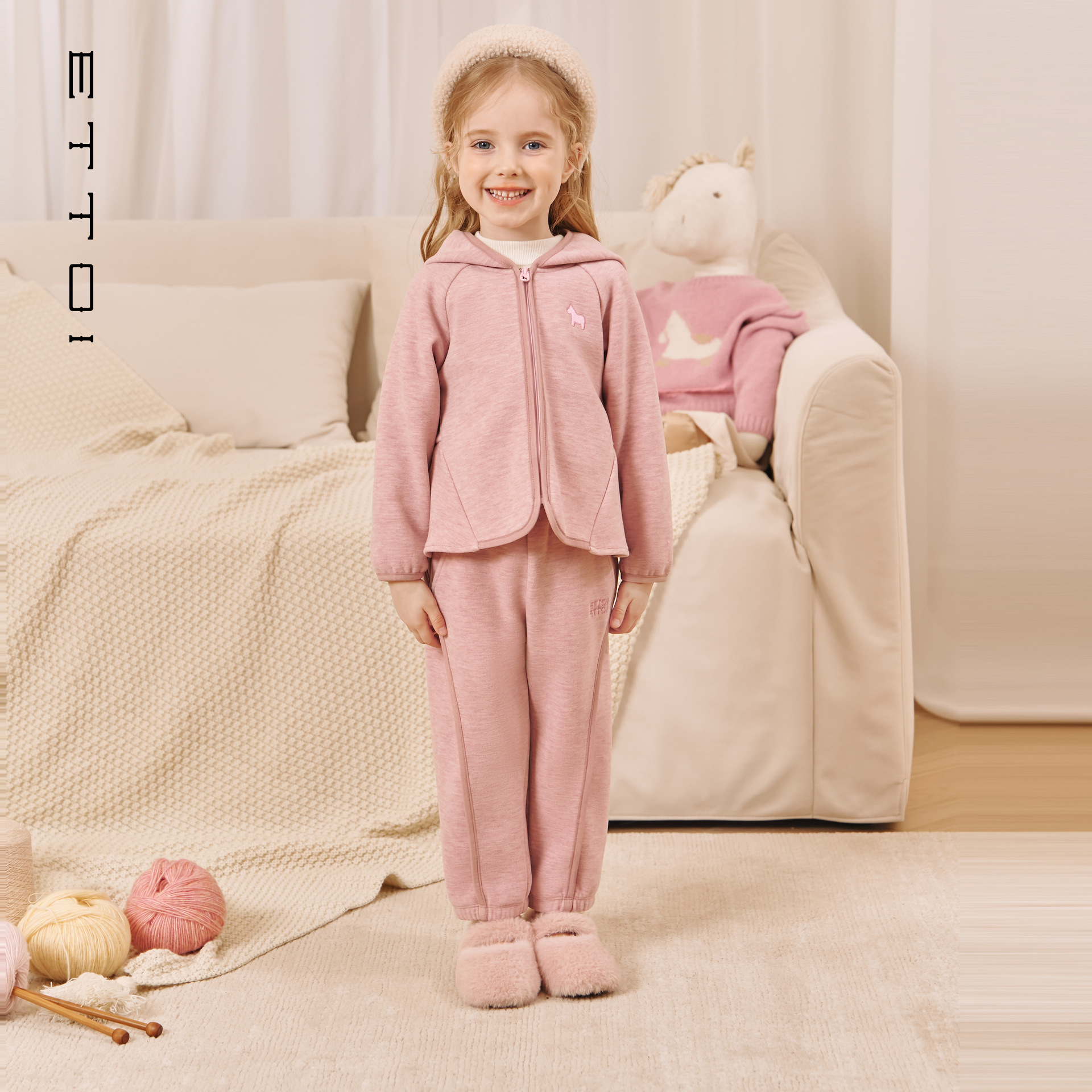 【羊毛+莱赛尔】ETTOI爱多娃女童套装设计感外套/裤子2025冬新款