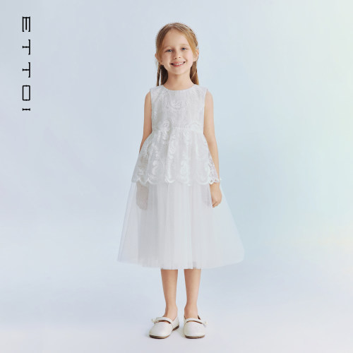朗姿童装/ETTOI爱多娃可爱蕾丝网纱女童公主裙纱裙儿童背心裙新款