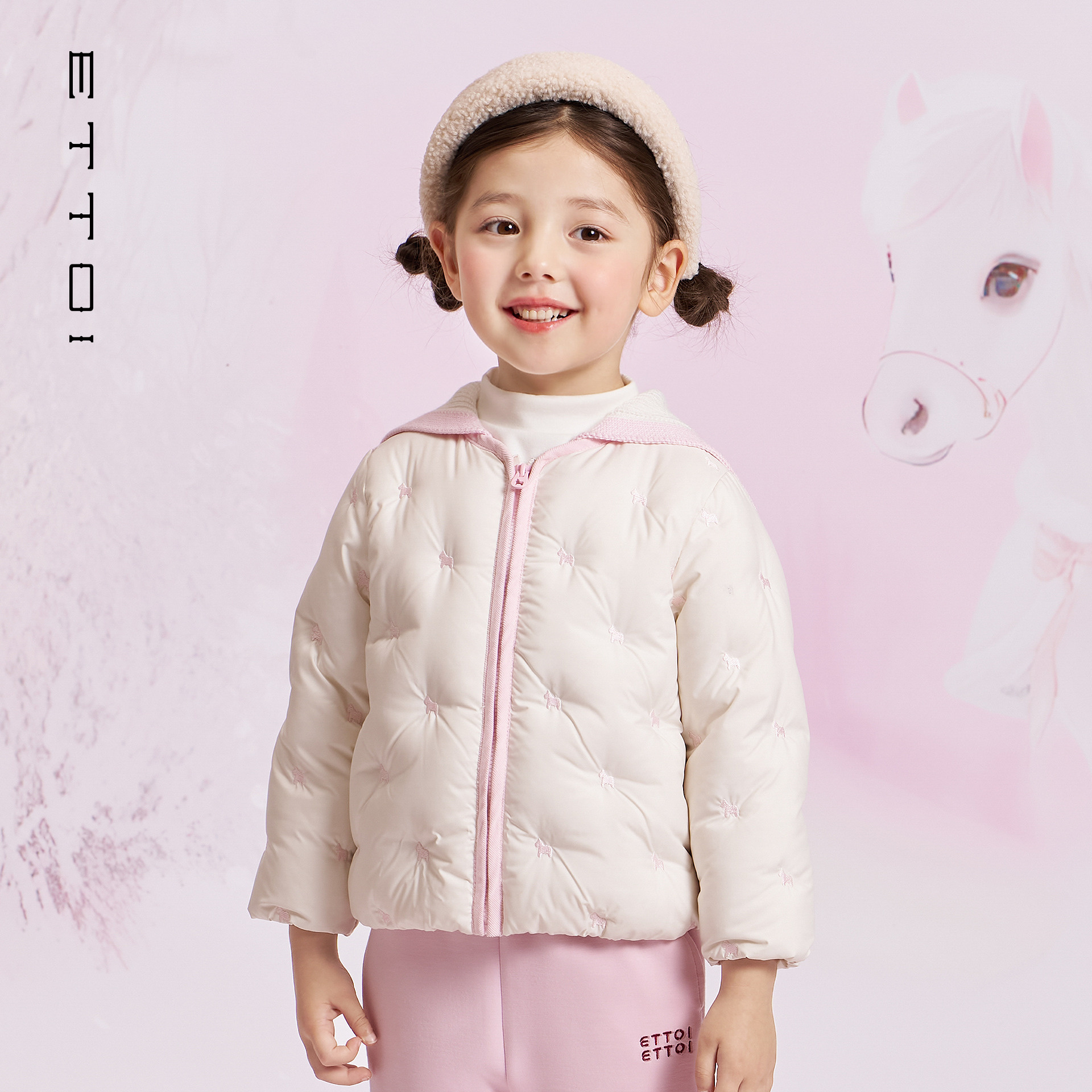 朗姿童装/ETTOI爱多娃儿童羽绒服女童鸭绒海军风外套2025冬季新款