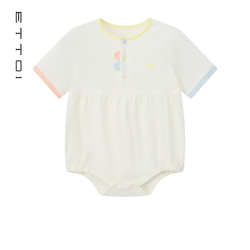 【莫代尔】ETTOI爱多娃婴儿五分袖连体服男女童包屁衣夏季新款
