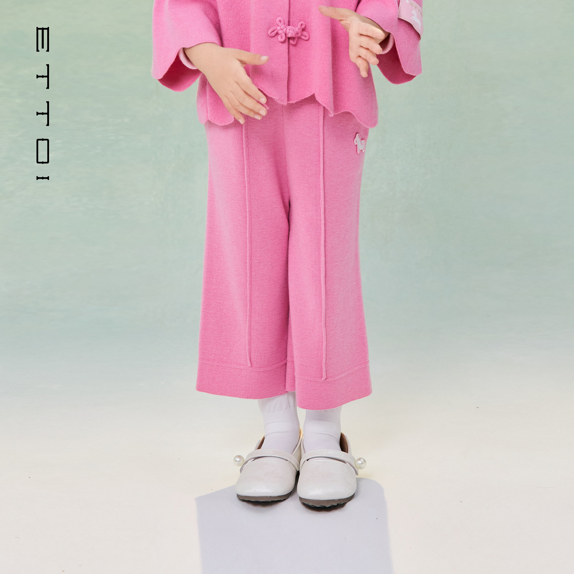 【绵羊毛】ETTOI爱多娃女童新中式阔腿儿童舒适百搭裤子2025新款