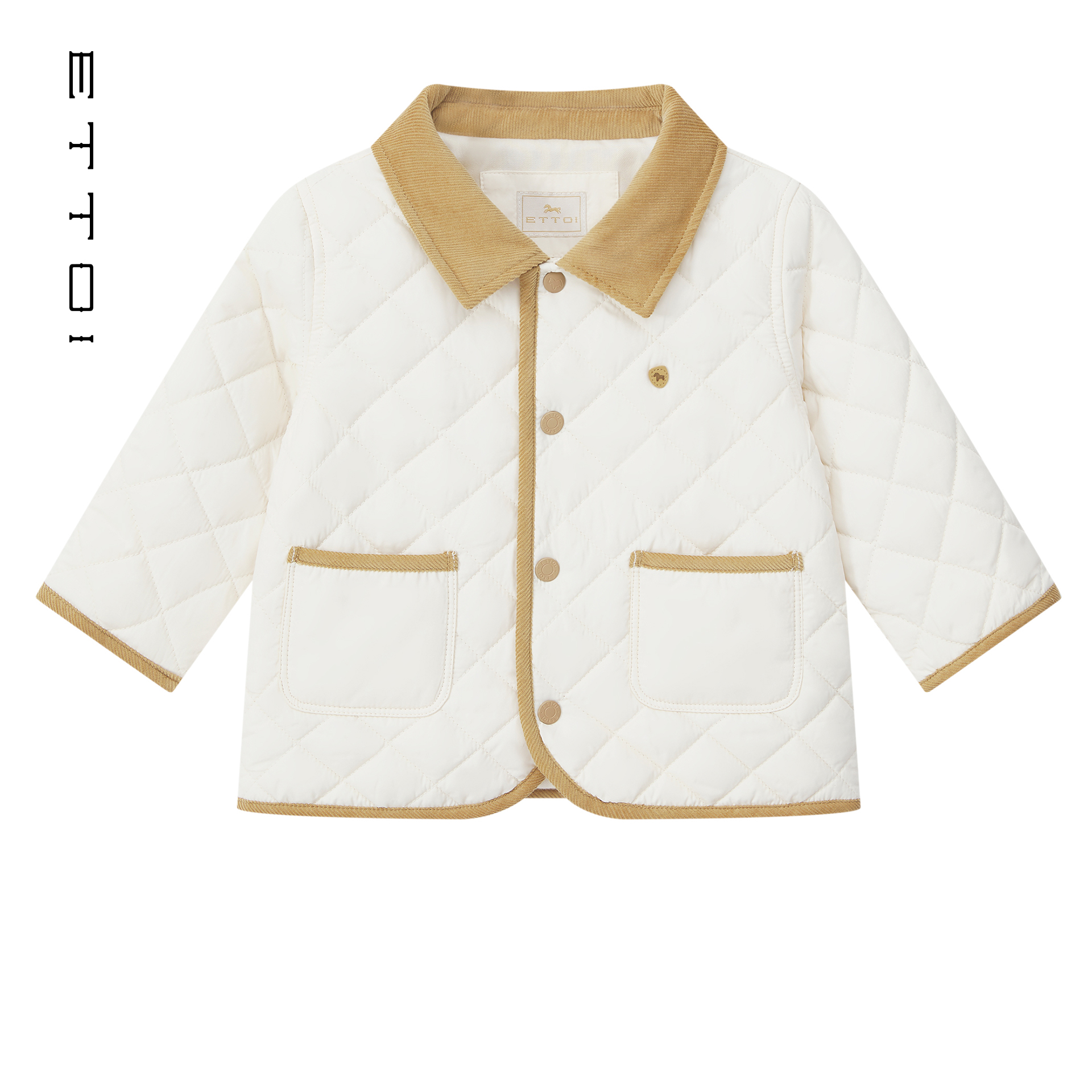 【朗姿集团】ETTOI爱多娃2025年秋季新款撞色翻领菱格棉衣儿童