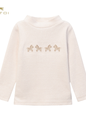 朗姿童装/ETTOI爱多娃儿童半高领长袖T恤男女童新款百搭打底衫