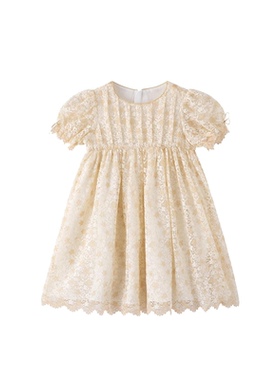 朗姿童装/ETTOI爱多娃女童连衣裙夏季蕾丝精致宫廷风周岁礼服