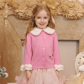 2025冬季 ETTOI爱多娃儿童毛衣女童针织娃娃领开衫 新款 绵羊毛