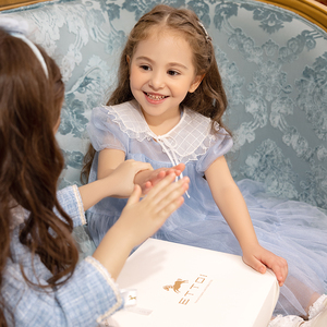 朗姿童装/ETTOI爱多娃童装春夏款娃娃领网纱蛋糕裙女童连衣裙