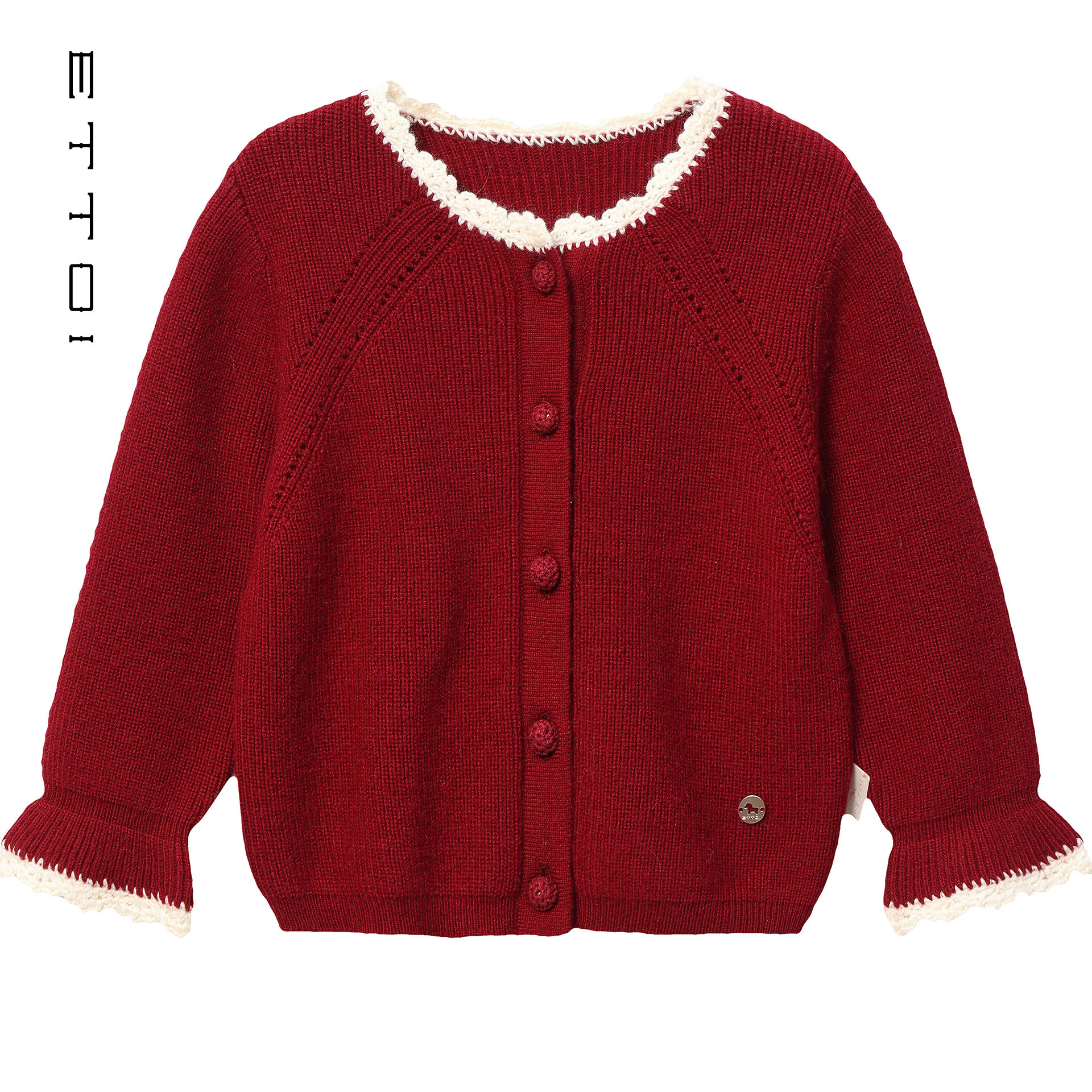 【兔毛+羊毛】ETTOI爱多娃女童安哥拉红针织开衫儿童毛衣冬季新款,童装/婴儿装/亲子装,毛衣/针织衫,淘宝优惠券,粉丝福利购,淘宝优惠卷