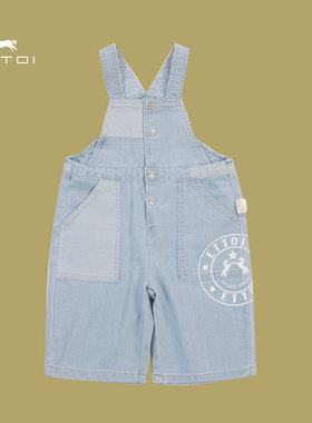 朗姿童装/ETTOI爱多娃童装背带裤时尚浅蓝色男童春夏新款单排