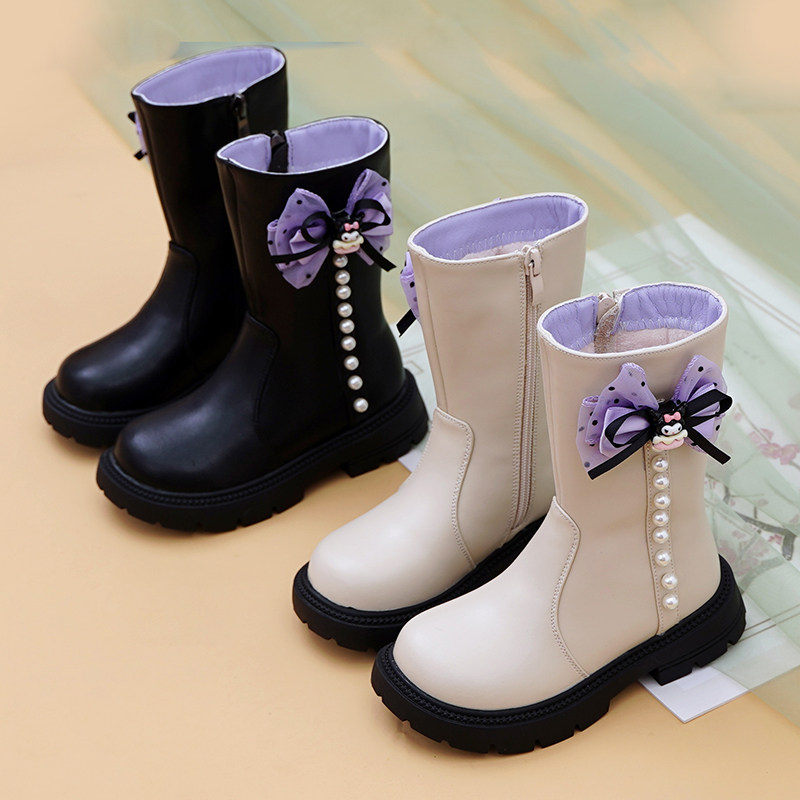 真皮女童马丁靴高筒靴库洛米公主靴软底加绒棉靴2025秋冬新款棉靴,童鞋/婴儿鞋/亲子鞋,皮靴,淘宝优惠券,粉丝福利购,淘宝优惠卷