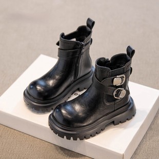 真皮儿童马丁靴2025新款秋冬靴子女童短靴黑色小皮鞋大童鞋子加绒