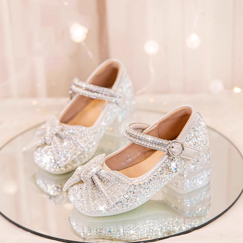 真皮儿童公主鞋女童水晶鞋单鞋