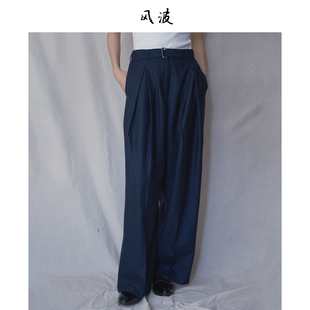 裤 VBC意大利进口纯羊毛设计感对褶阔腿高腰垂感西装 女 风波