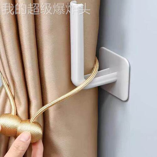 通用型家用窗帘固定器免打扣孔收卡神环帘上勾绑带墙挂钩门帘收浴