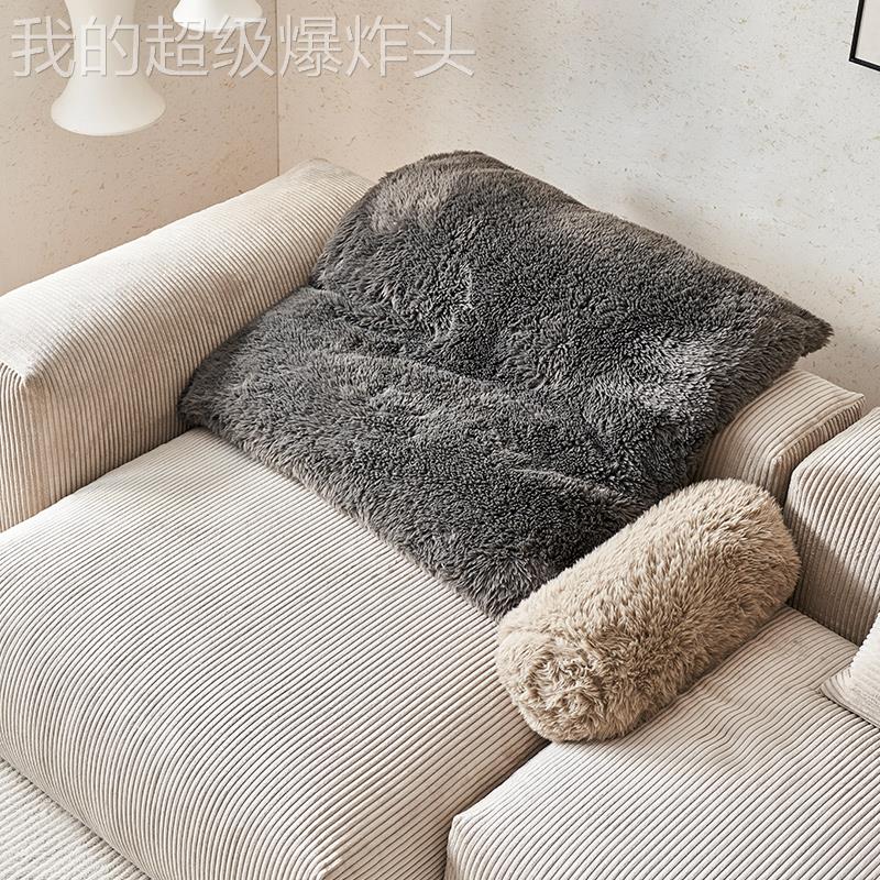 爱依斯纯色绒绒枕客厅沙大包发靠瑞垫腰垫抱床头飘窗靠合枕抱枕集